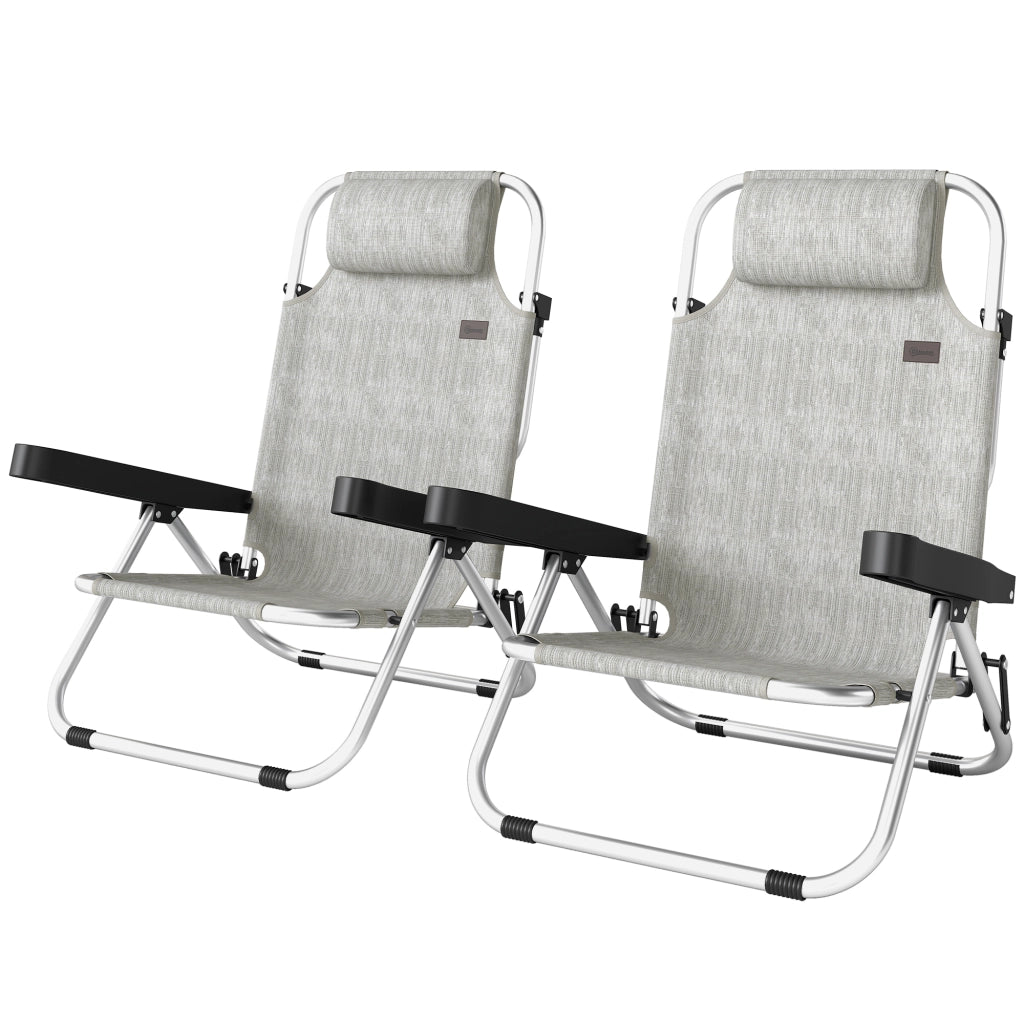 Sedia a Sdraio Pieghevole e Reclinabile ¨C zephmum ¨C Alluminio Grigio 62x61x80 cm