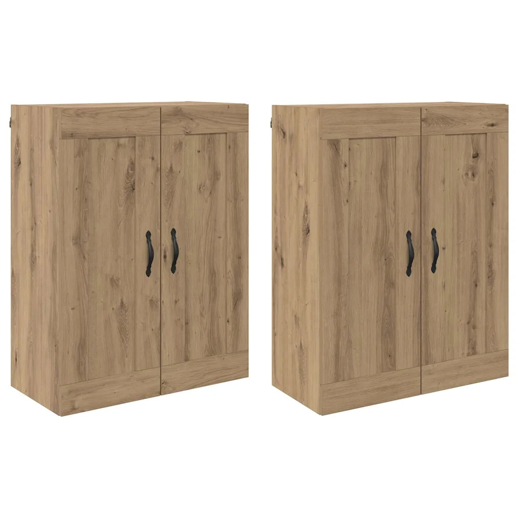 Armadietto a Muro | Mobile a muro 2 pz Rovere artigianale 69,5 x 34 x 90 cm