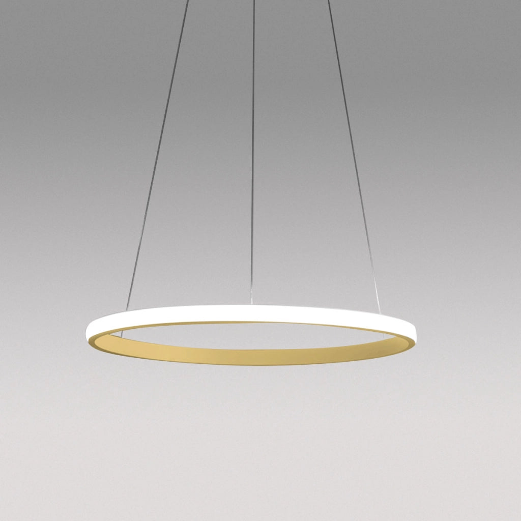 Lampada a sospensione Iole S1 led 28W dimmerabile - Lampadario con Anello oro spazzolato moderno, luce calda 3000K, IP20