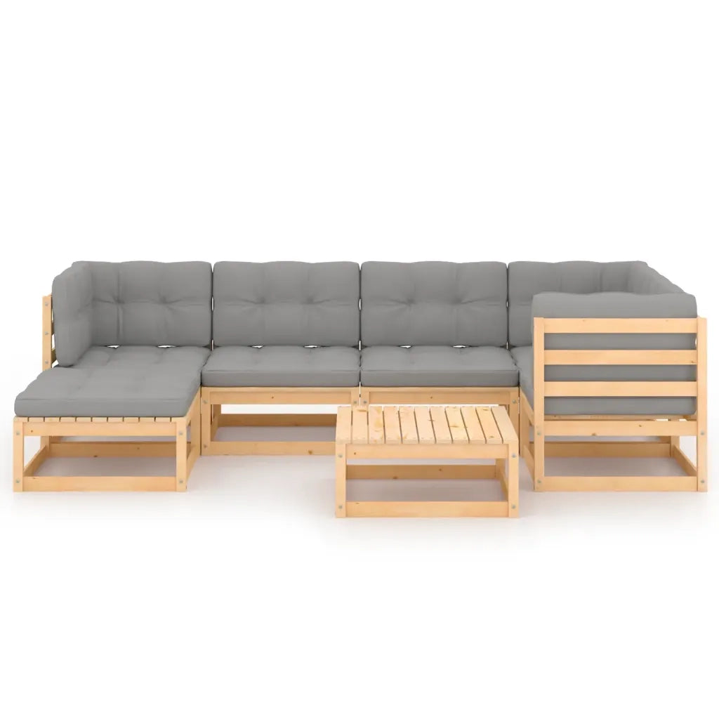 Set Salotto Giardino 7 pz Cuscini Antracite Legno Massello Pino 3076739