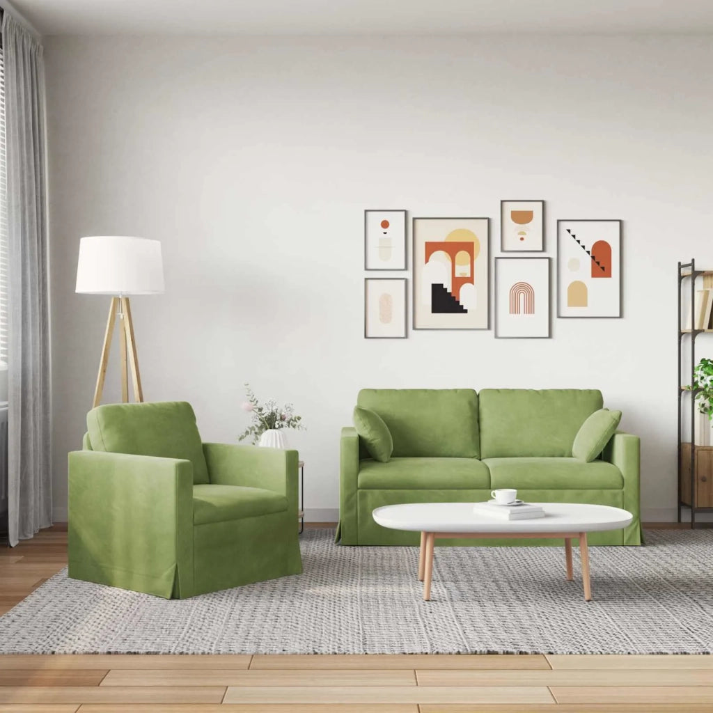 Set di divani 2 pcs Verde chiaro 158 x 78 x 80 cm Velluto 3407554