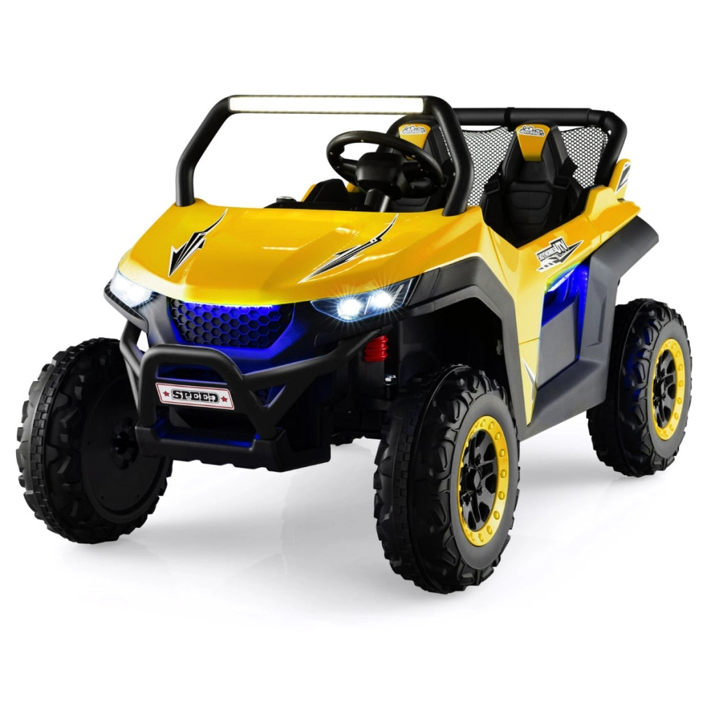 Macchina SUV giocattolo a 2 posti con accessori luci suoni, Quod elettrico giocattolo 118x74x71cm Giallo-Macchinine giocattoli
