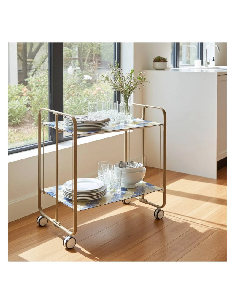 Carrello da cucina pieghevole sabbia con ruote BAUHAUS 2 ripiani