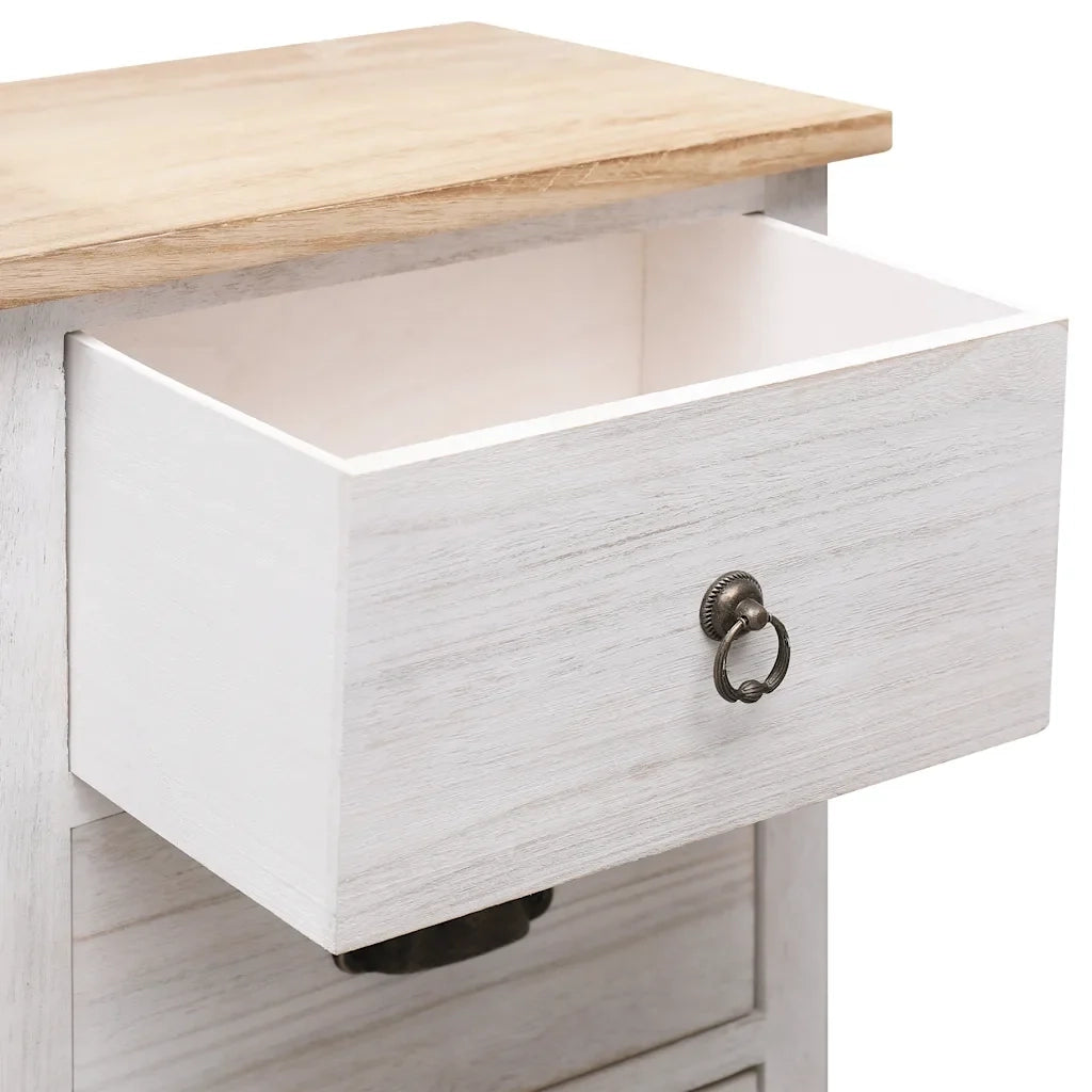 Mobiletto laterale con 5 pratici cassetti decorativo 35 x 25 x 87 cm in legno di Paulownia bianca 02_0046458