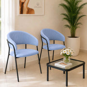 Sedie da sala da pranzo set da 2 Aurelia in velluto celeste con gambe nere