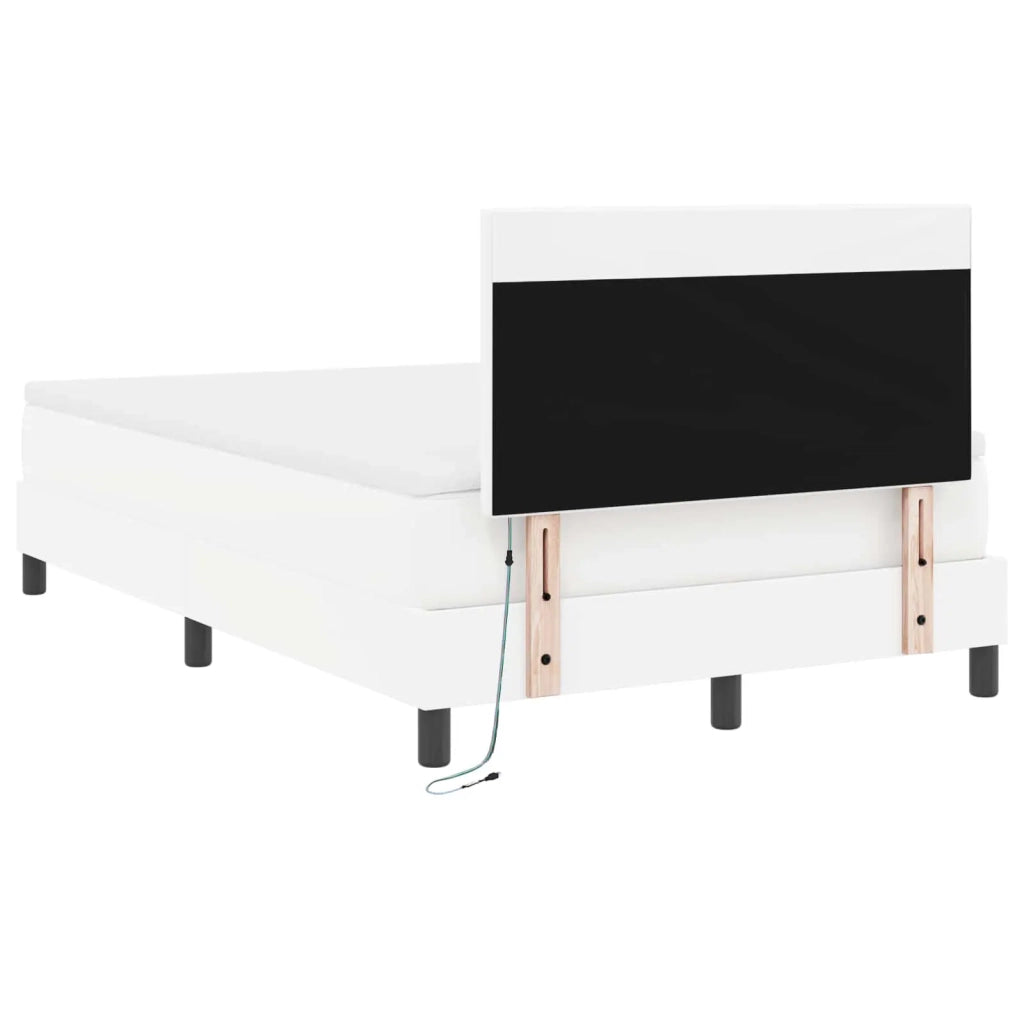 Letto a molle con materasso Bianco 120 x 190 cm Pelle sintetica 3339041