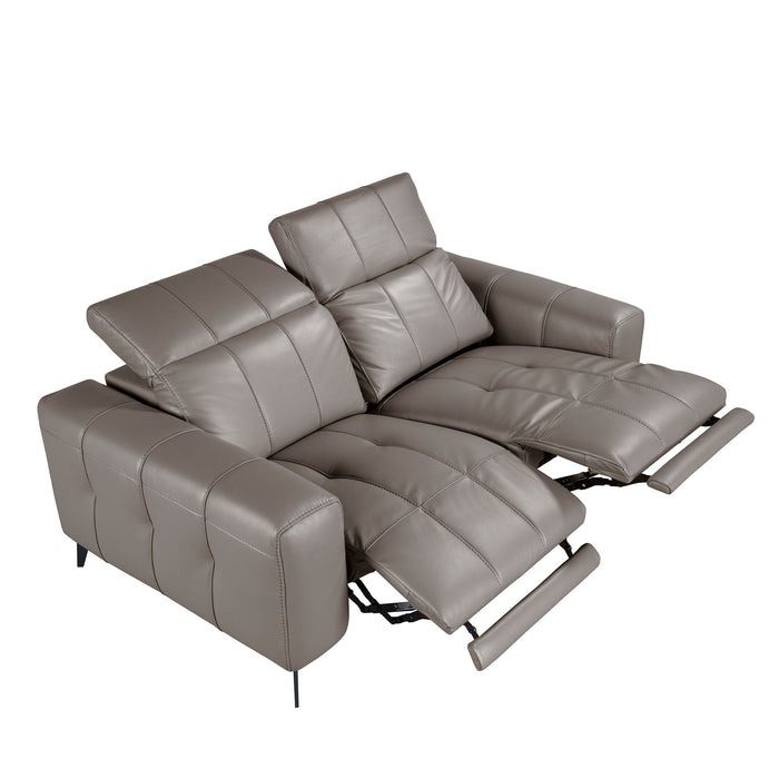 Divano relax 2 posti in pelle grigia