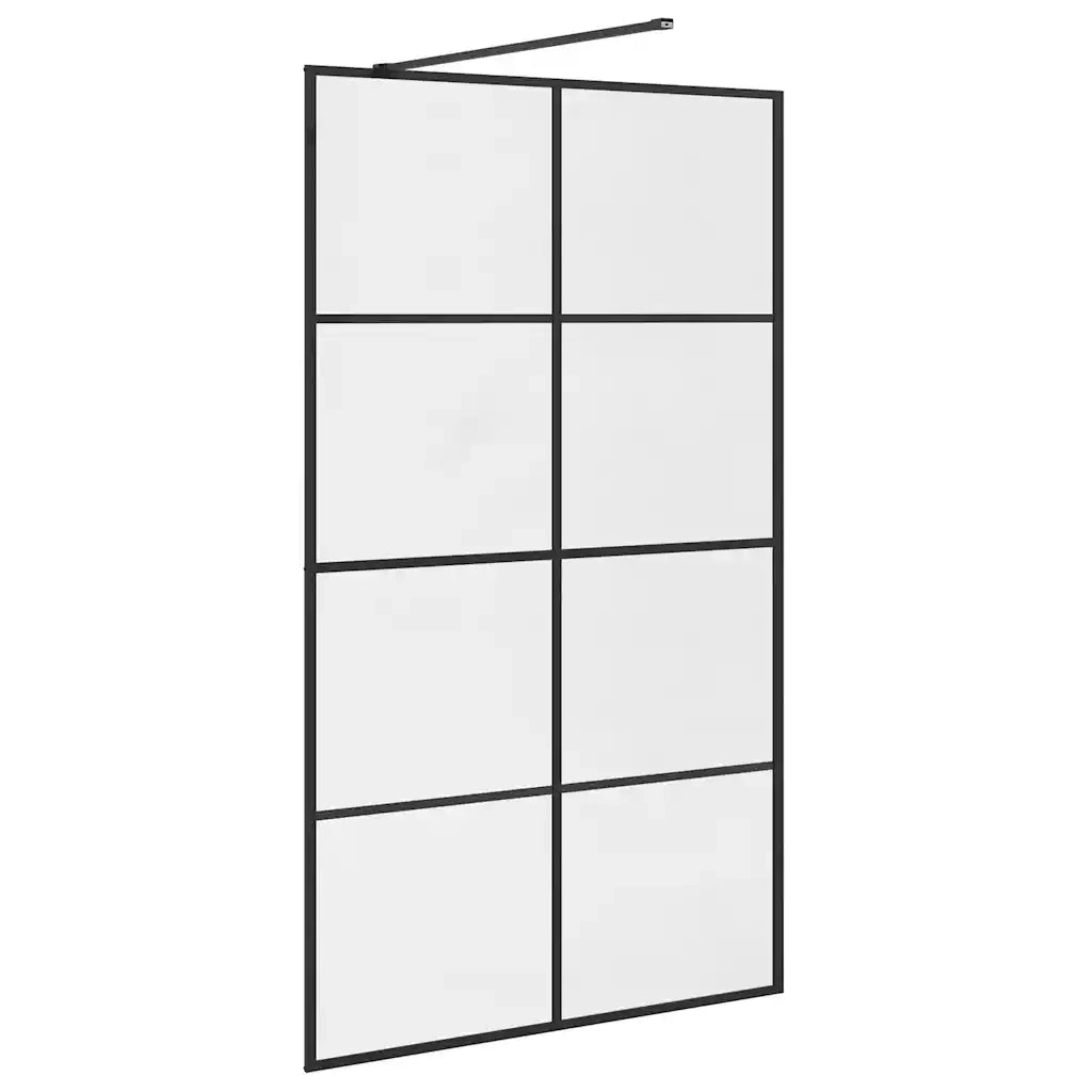 Parete per Doccia Walk-in Vetro Trasparente ESG 115x195cm Nera 151036