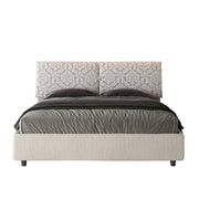 Letto imbottito Matrimoniale 160x210 cm tessuto Agata Mados - Con rete,Bianco/Bianco