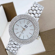 Trade Shop - Orologio Polso Zcc Donna Quarzo Acciaio Moda Brillantini Analogico Silver Bianco -