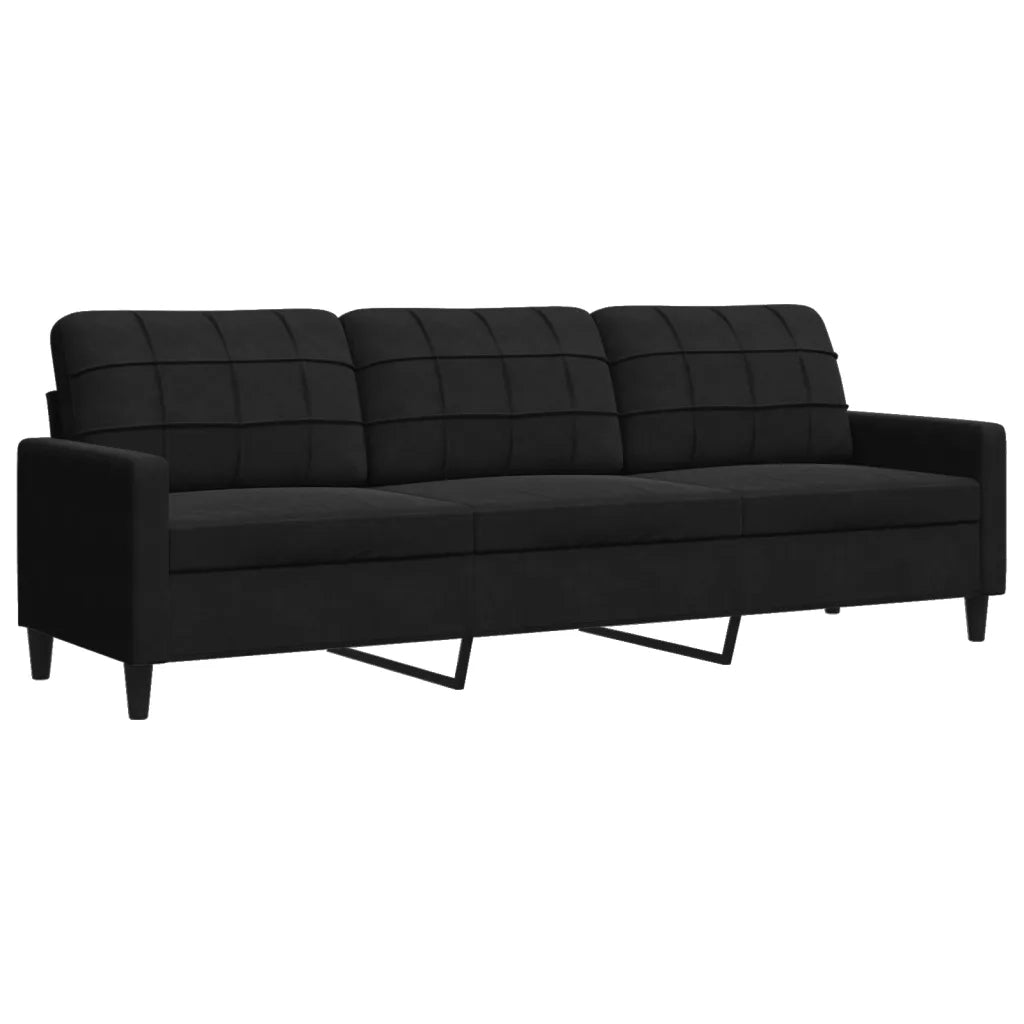vidaXL Divano a 3 Posti Nero 210 cm in Velluto