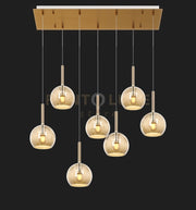 SOSP. OTTONE SAT. RETTANGOLARE 7 LUCI VETRI TUTTI PICCOLO AMBRA 1155OS-S7 RP-AM