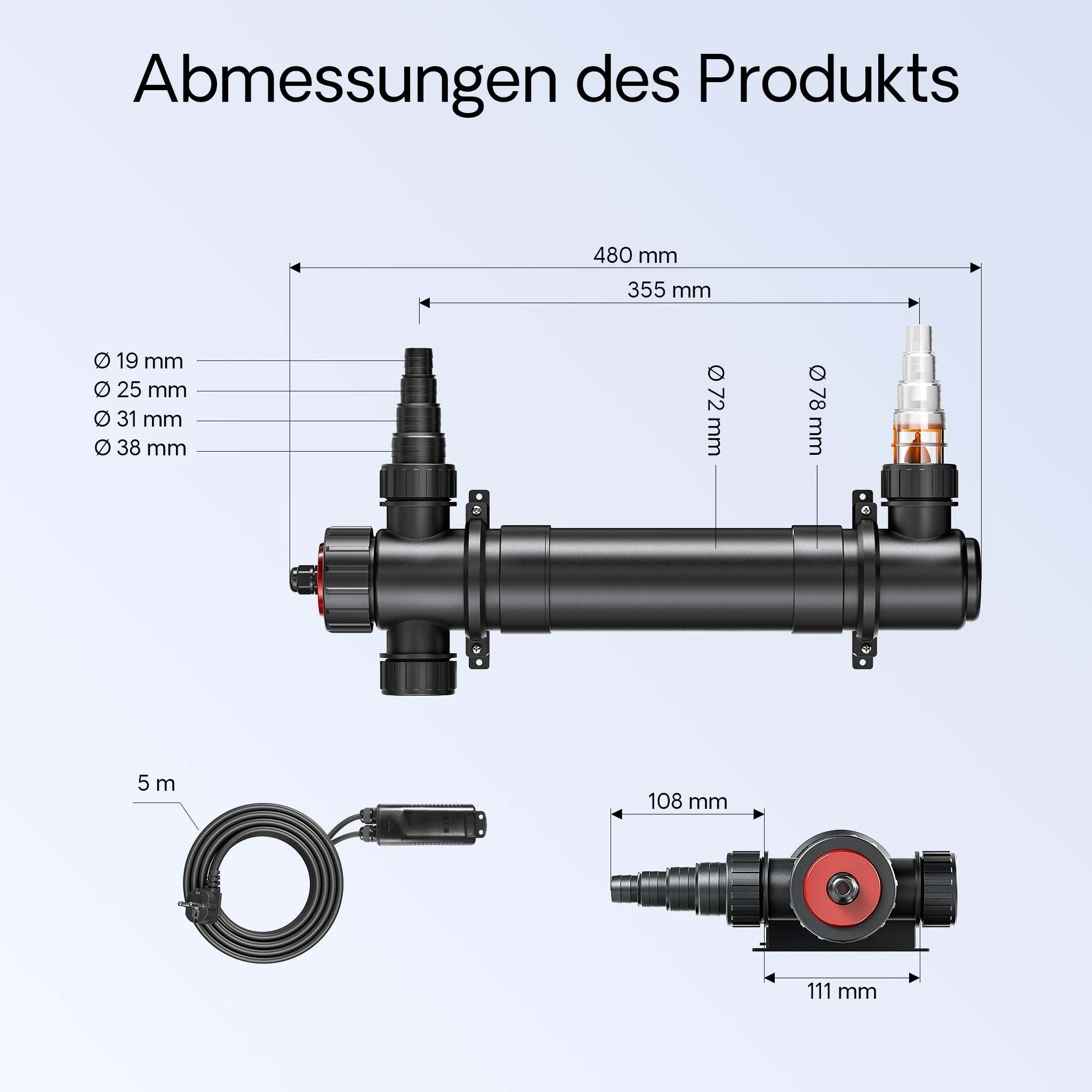 CUV-136 Chiarificatore UV per laghetto Sterilizzatore con lampada 36W