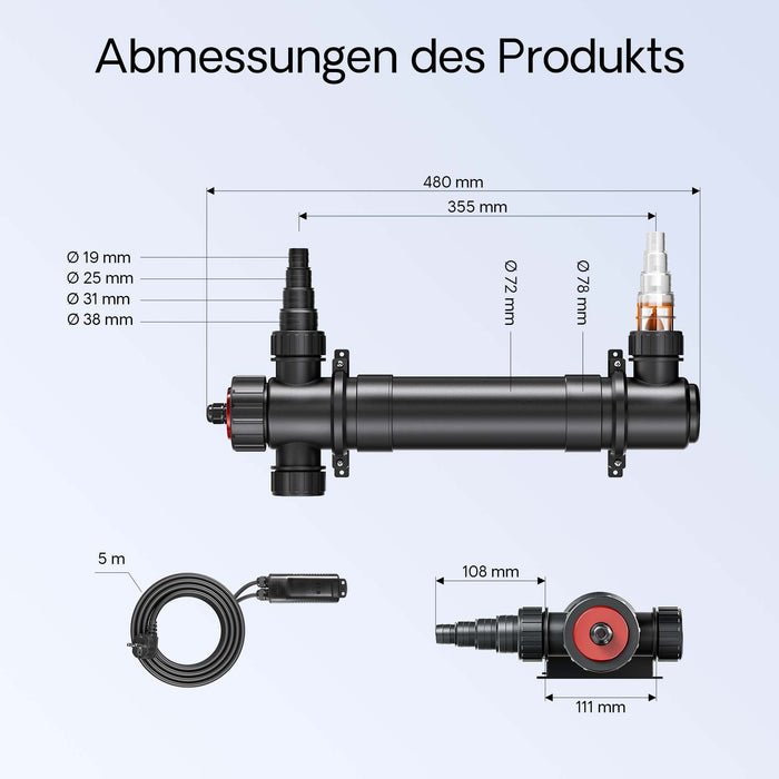 CUV-136 Chiarificatore UV per laghetto Sterilizzatore con lampada 36W