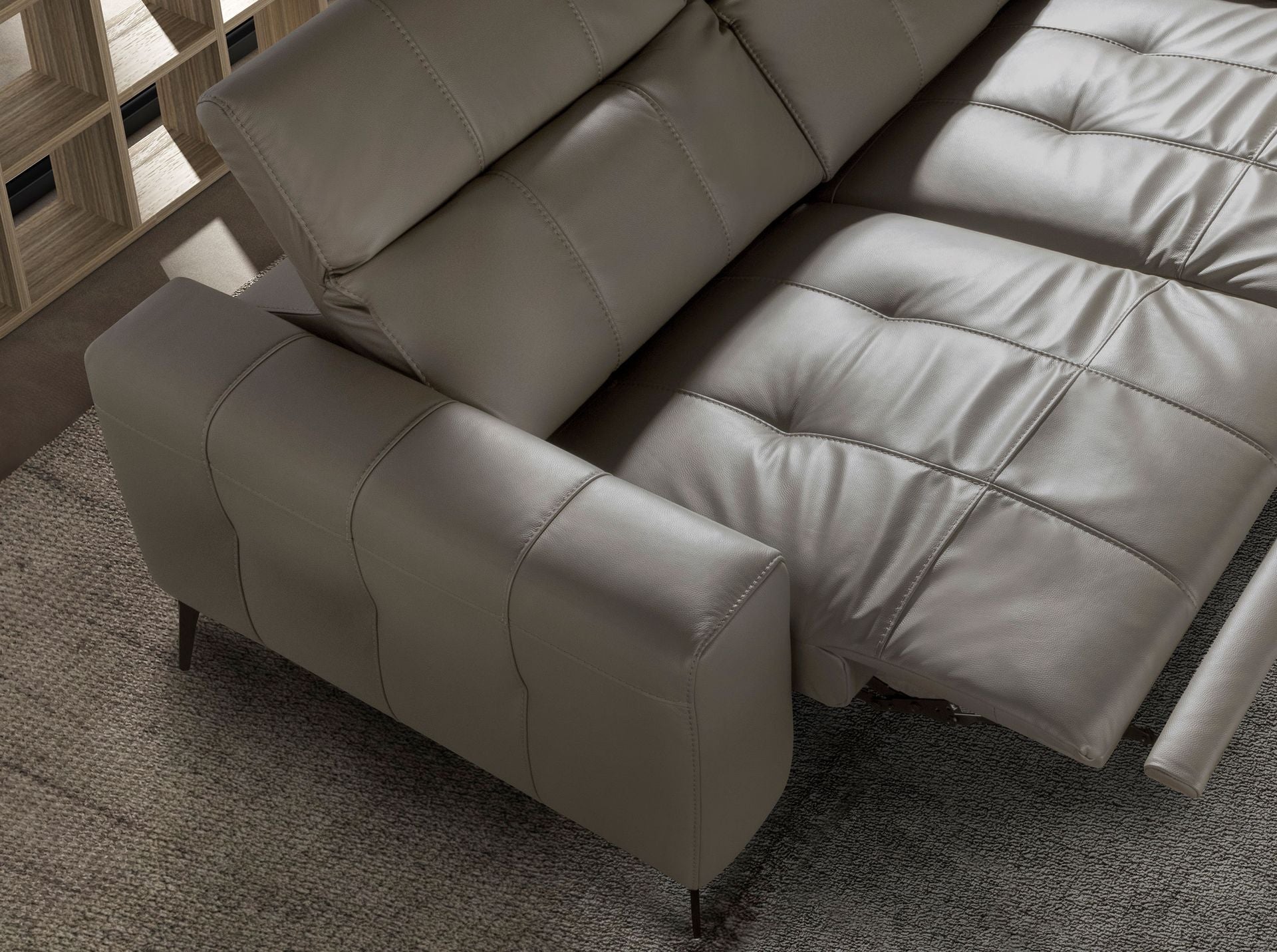 Divano relax 2 posti in pelle grigia