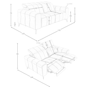 Divano relax 2 posti in pelle grigia