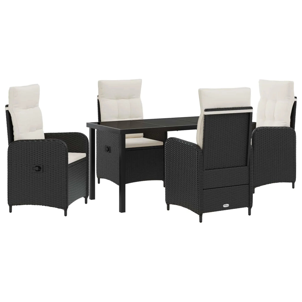 Set da pranzo per esterni 5 pz Nero e Bianco Crema polyrattan 3422432