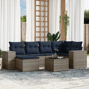 Set Divani da Giardino 7 pz con Cuscini Grigio in Polyrattan 3222870