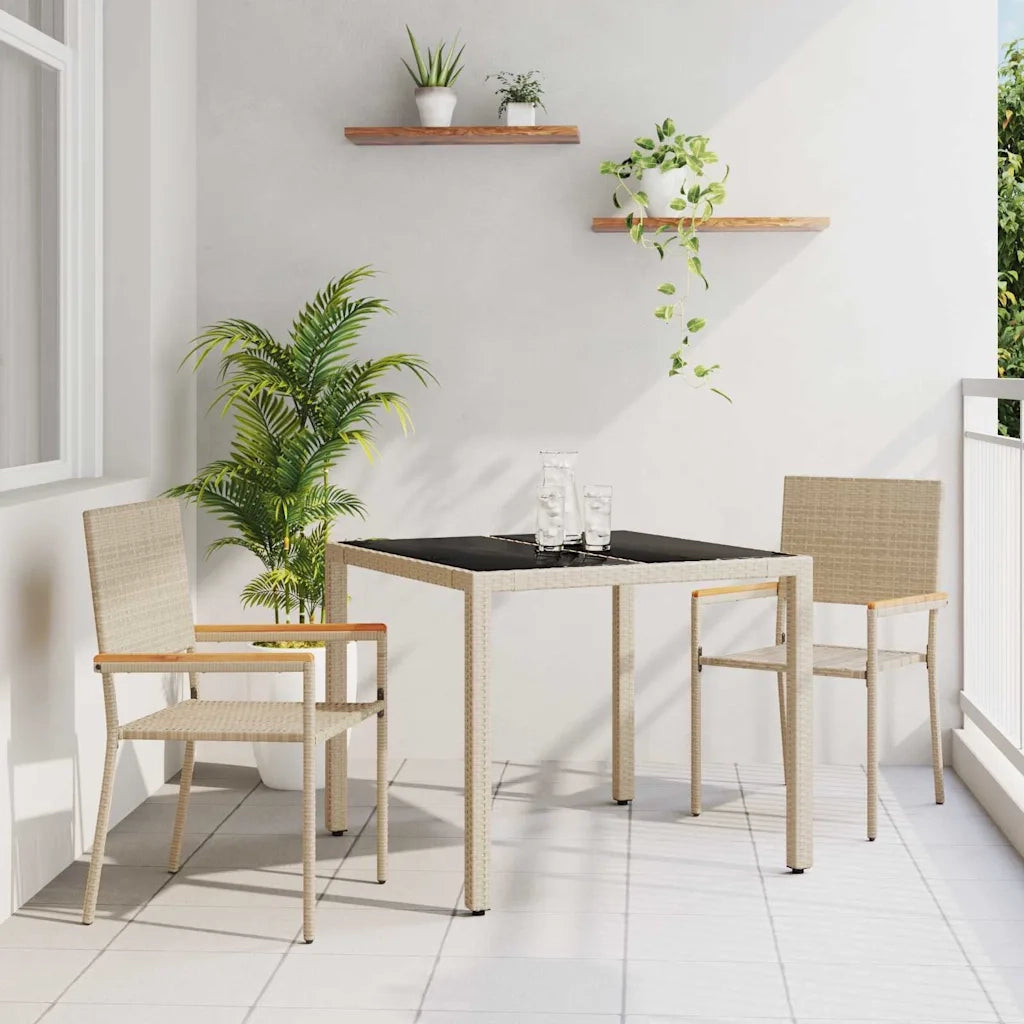 Set da Pranzo per Giardino 3 pz | Set Salotto da Giardino Beige polyrattan
