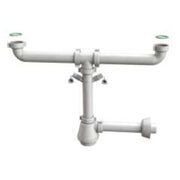 SIFONE SCARICO 2 VIE SENZA PILETTA PER LAVELLO IN ACCIAIO INOX DOPPIO ATTACCO LAVASTOVIGLIE/LAVATRIC - 11/2 X ø40X230 MM  - BON