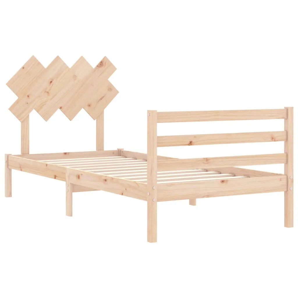 Giroletto con Testiera Single-Struttura Letto in Legno Massello 942312