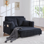 OKWISH Divano Letto 2 Posti con Tasca Laterale e 4 Cuscini, Seduta in Schiuma ad Alta Densità, Ciniglia, Nero