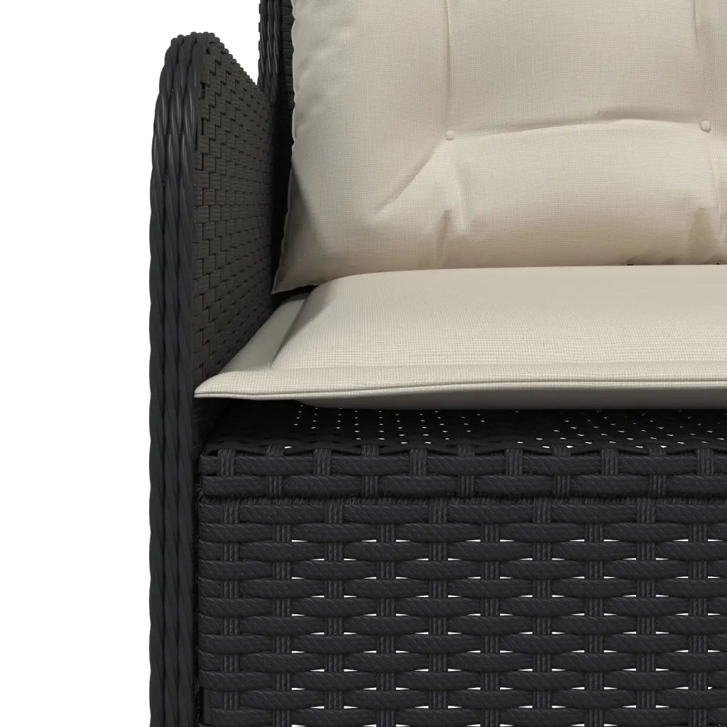 Divano da Giardino a L con Cuscini Nero in Polyrattan