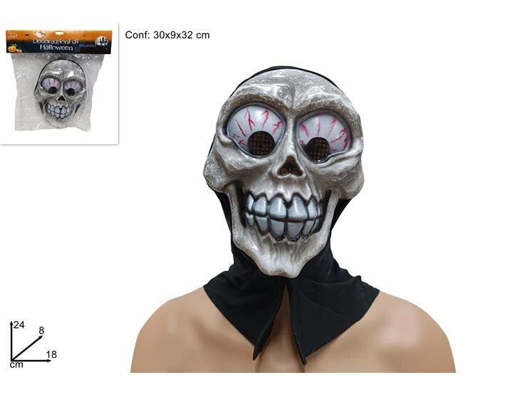 Maschera Cappuccio Vestiti Halloween Teschio con Occhi 18 x 8 x 24 cm