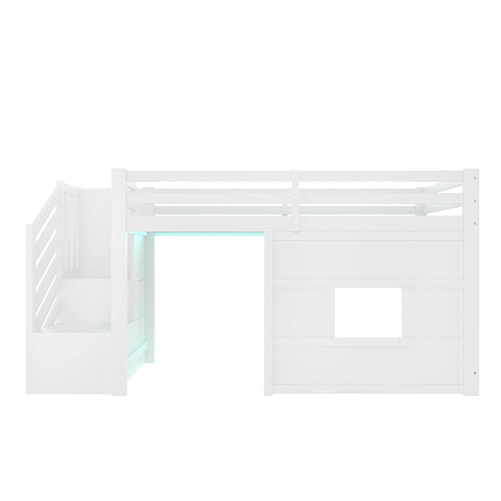 Letto a soppalco - Xylo - 90x200 cm finestra bianco