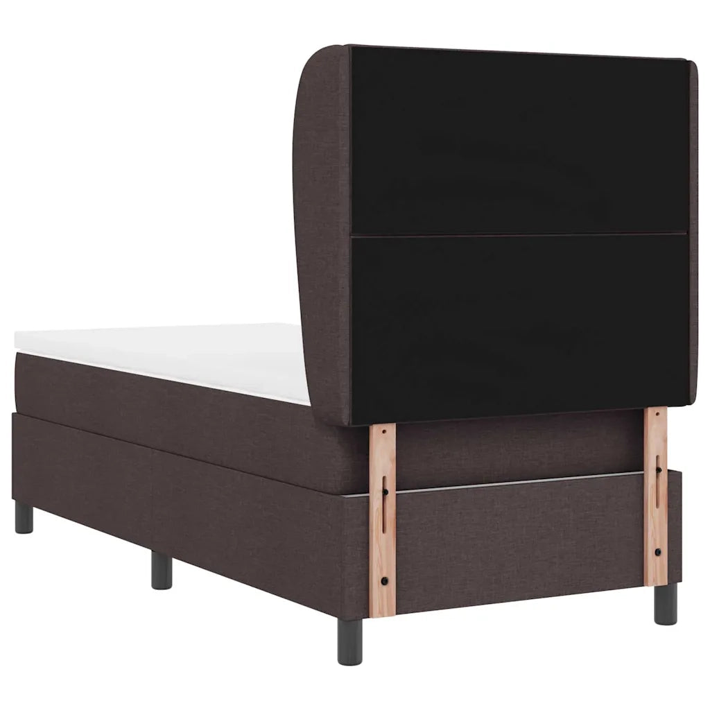 Letto a molle con materasso Marrone scuro 90 x 190 cm Tessuto 3340602