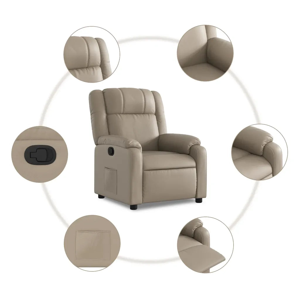 Divano Sedia-Poltrona Reclinabile Cappuccino in Similpelle 951320