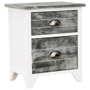 Comodino | Armadio da Notte | Mobiletto da notte Grigio e Bianco 38x28x45 cm in Legno di Paulownia
