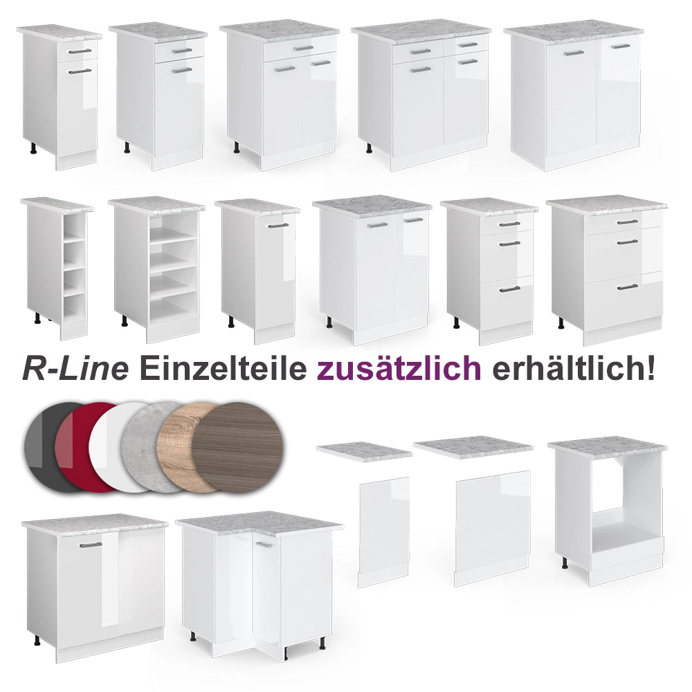 Vicco Cucina ad angolo Bianco/bianco lucido 267 x 167 cm , PL Marmo con striscia LED
