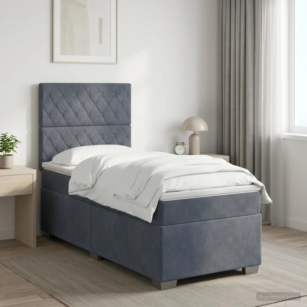 Letto box spring con materasso Grigio Scuro 100 x 200 cm 3453579