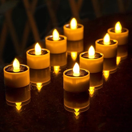 8 Pacchi di Luci da Sole - Impermeabili & Senza Fiamma - Scintillio di Arancia Calda per Giardino, Terrazza, Lampada e Decorazione DIY
