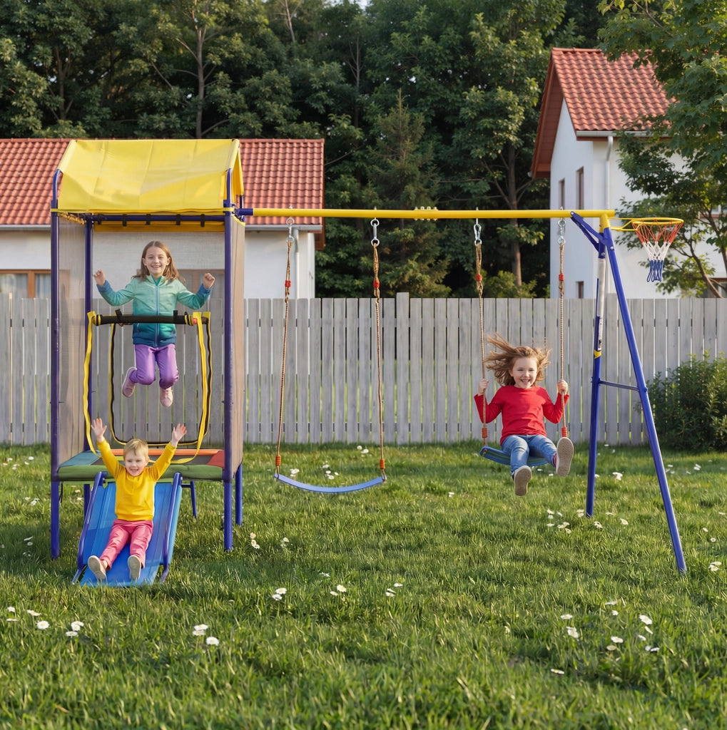 Area giochi da esterno per bambini 336x217x238 cm in ferro multicolore –