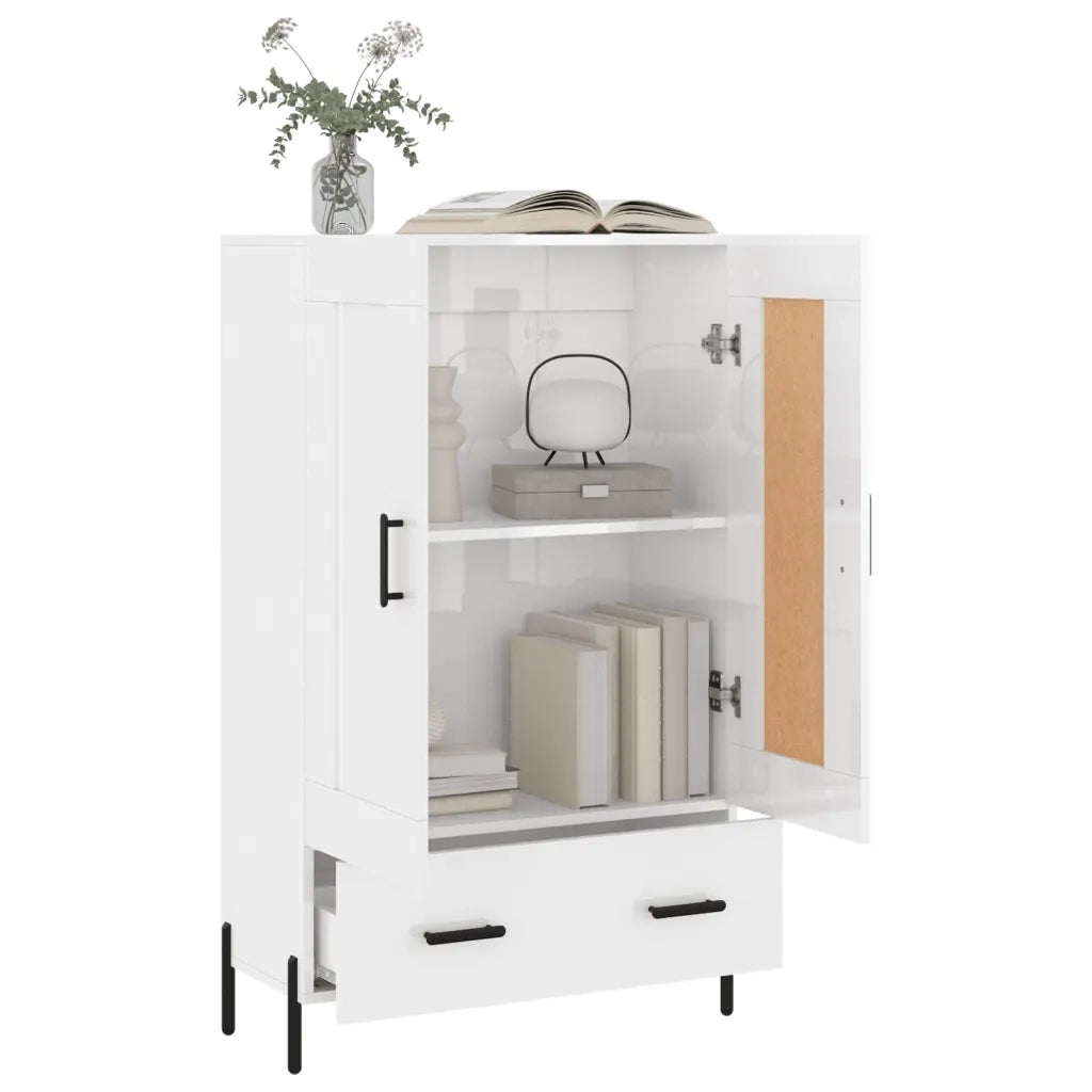 Credenza Bianco Lucido 69,5x31x115 cm in Legno Multistrato 830334