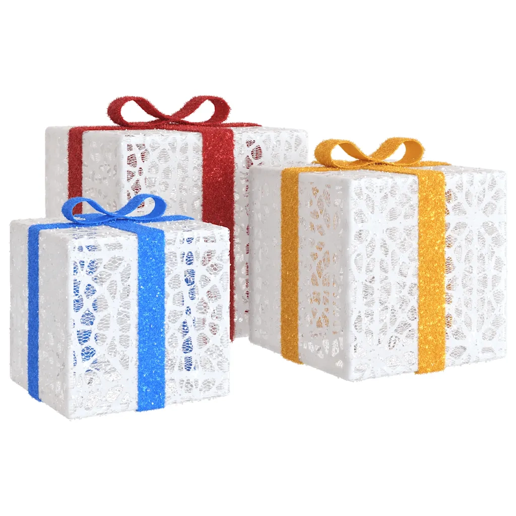 Pacchi di Natale Illuminati 3 pz-Decorazioni natalizie 64 LED Bianco Caldo 134363