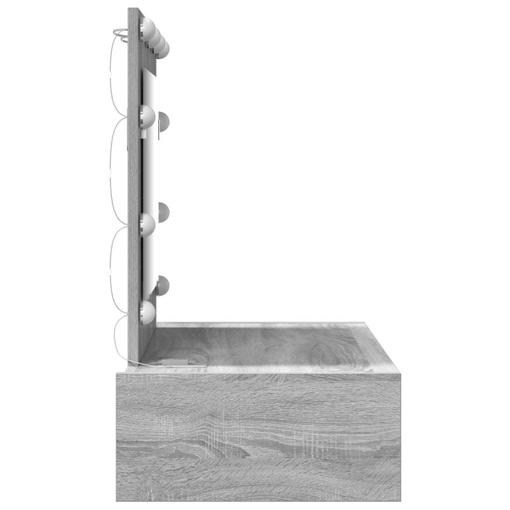 Toeletta da parete con luci LED Grigio sonoma