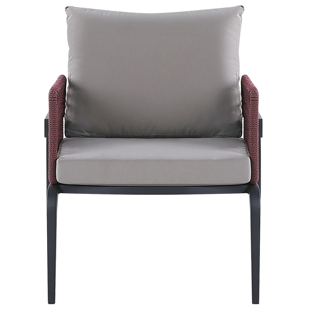 Set Divano da Esterno Grigio per 4 Persone Struttura in Alluminio Divano Poltrone con Cuscini in Tessuto Tavolino Design Moderno