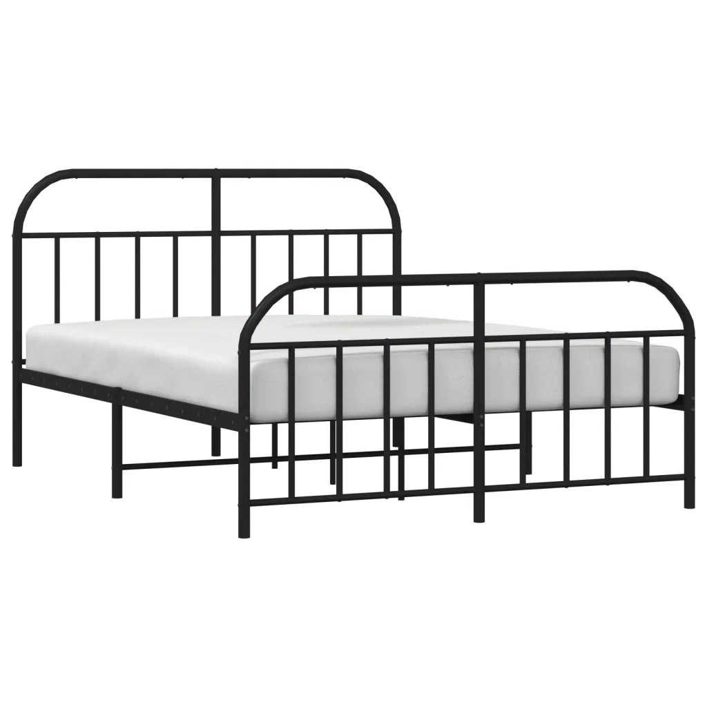 Giroletto con Testiera e Pediera-Struttura Letto Metallo Nero 140x190 cm 166090