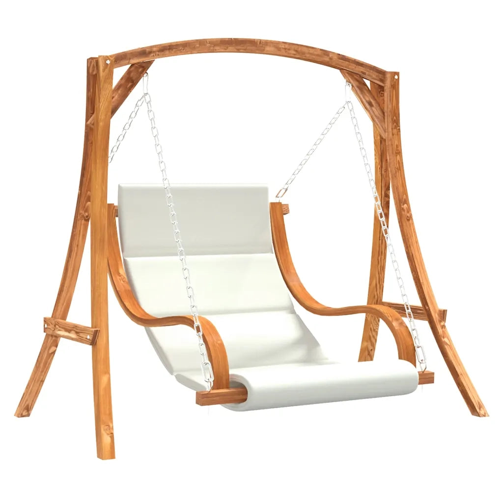 Sedia a Dondolo con Cuscino Massello di Abete Finitura in Teak 3200617