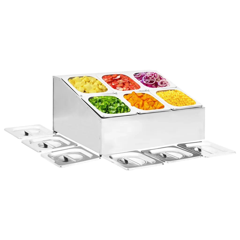 Supporto Gastronorm con 6 Contenitori GN 1/6 in Acciaio Inox CFW4966506