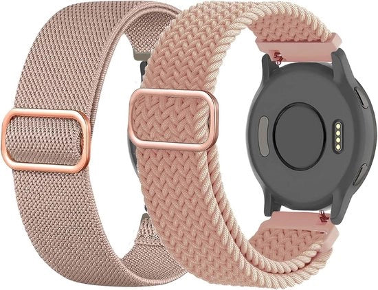 Cinturini orologio in nylon premium 18mm per Garmin Vivoactive 4S/Venu 2S/Venu 3S/Vivomove 3S Forerunner 255S/Forerunner 265S - Elastici - Pacchetto da 2 - Uomo Donna - Nero.