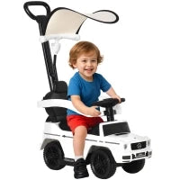 Macchina a Spinta per Bambini 12-36 Mesi con Licenza Mercedes, Tettuccio e Maniglia di Spinta, 85.5x40.5x95 cm, Bianco