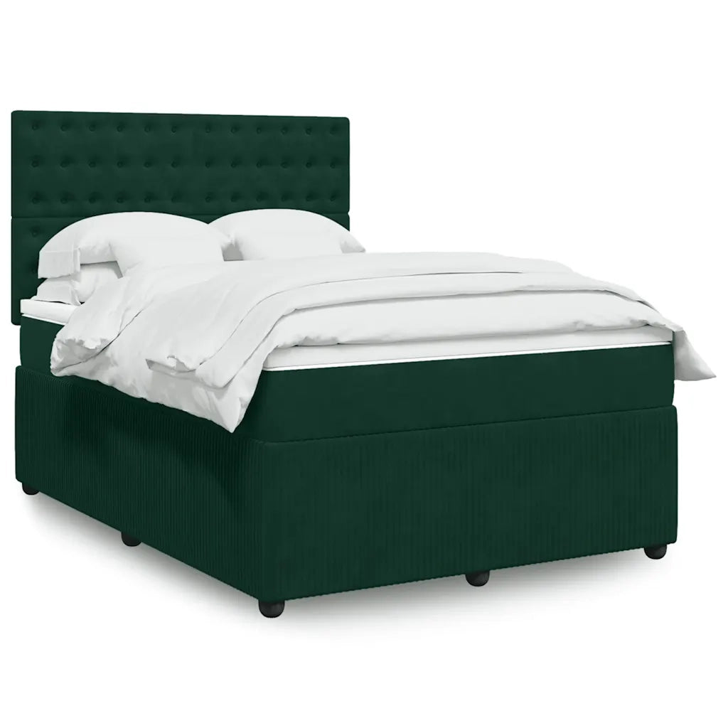Giroletto a Molle con Materasso Verde Scuro 160x200 cm Velluto