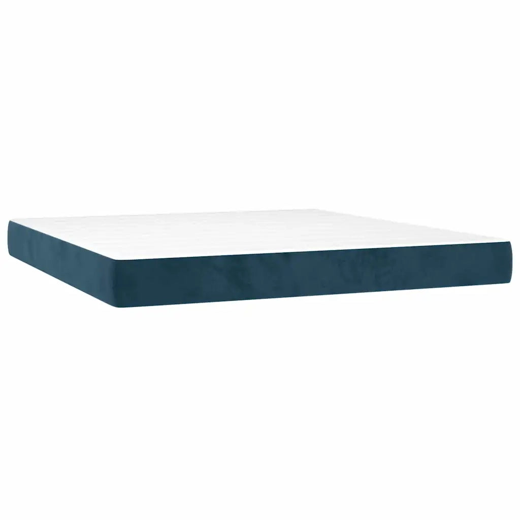 Giroletto a Molle con Materasso Blu Scuro 160x200 cm in Velluto 3143215