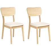 Set di 2 sedie da pranzo Marrone chiaro Seduta imbottita Poliestere Gomma Struttura in legno Stile retrò Sala da pranzo
