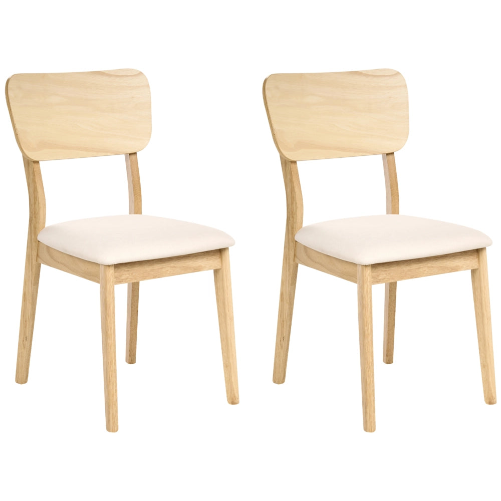Set di 2 sedie da pranzo Marrone chiaro Seduta imbottita Poliestere Gomma Struttura in legno Stile retrò Sala da pranzo