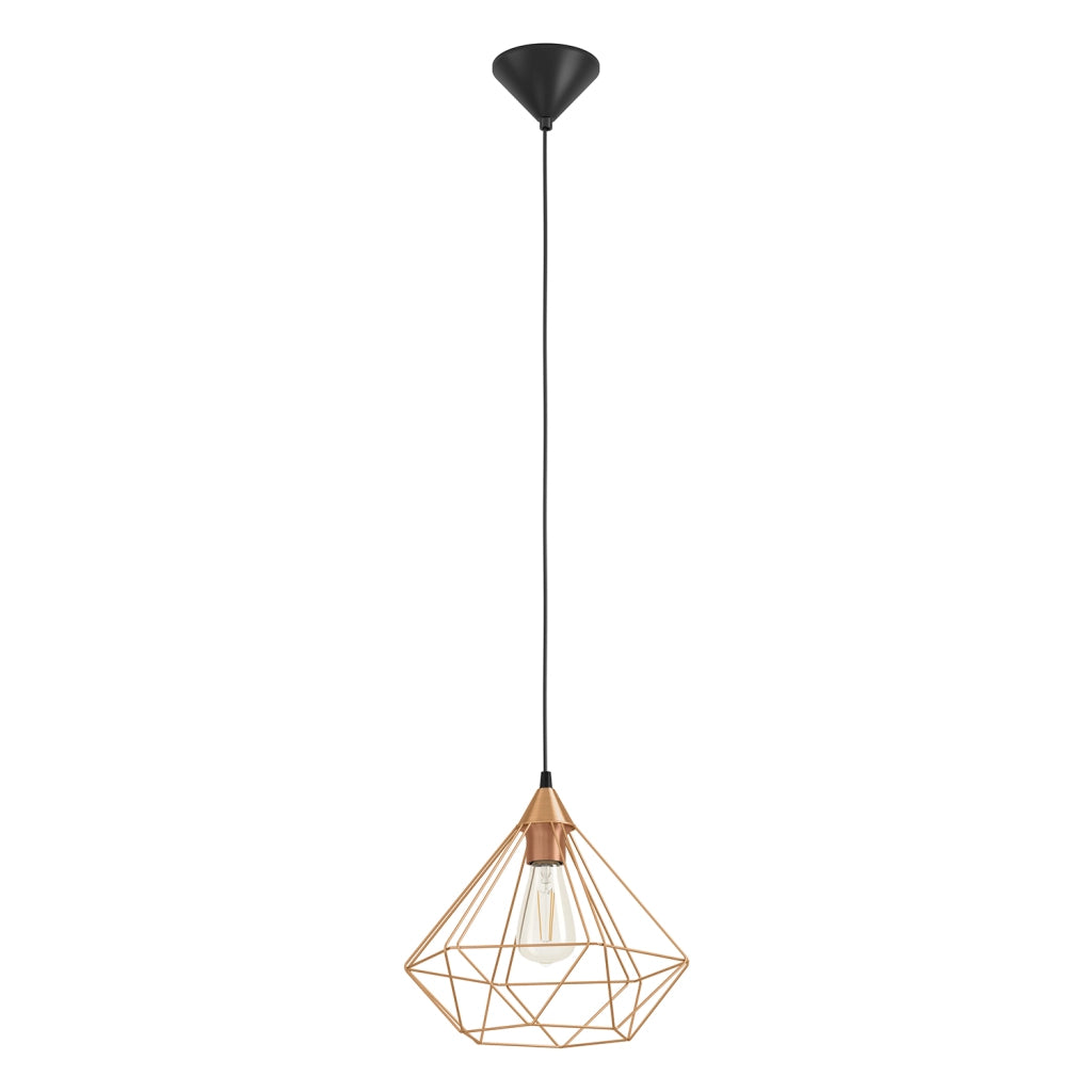 Sospensione Vintage Tarbes Grande Policarbonato Nero Rame 1 Luce E27